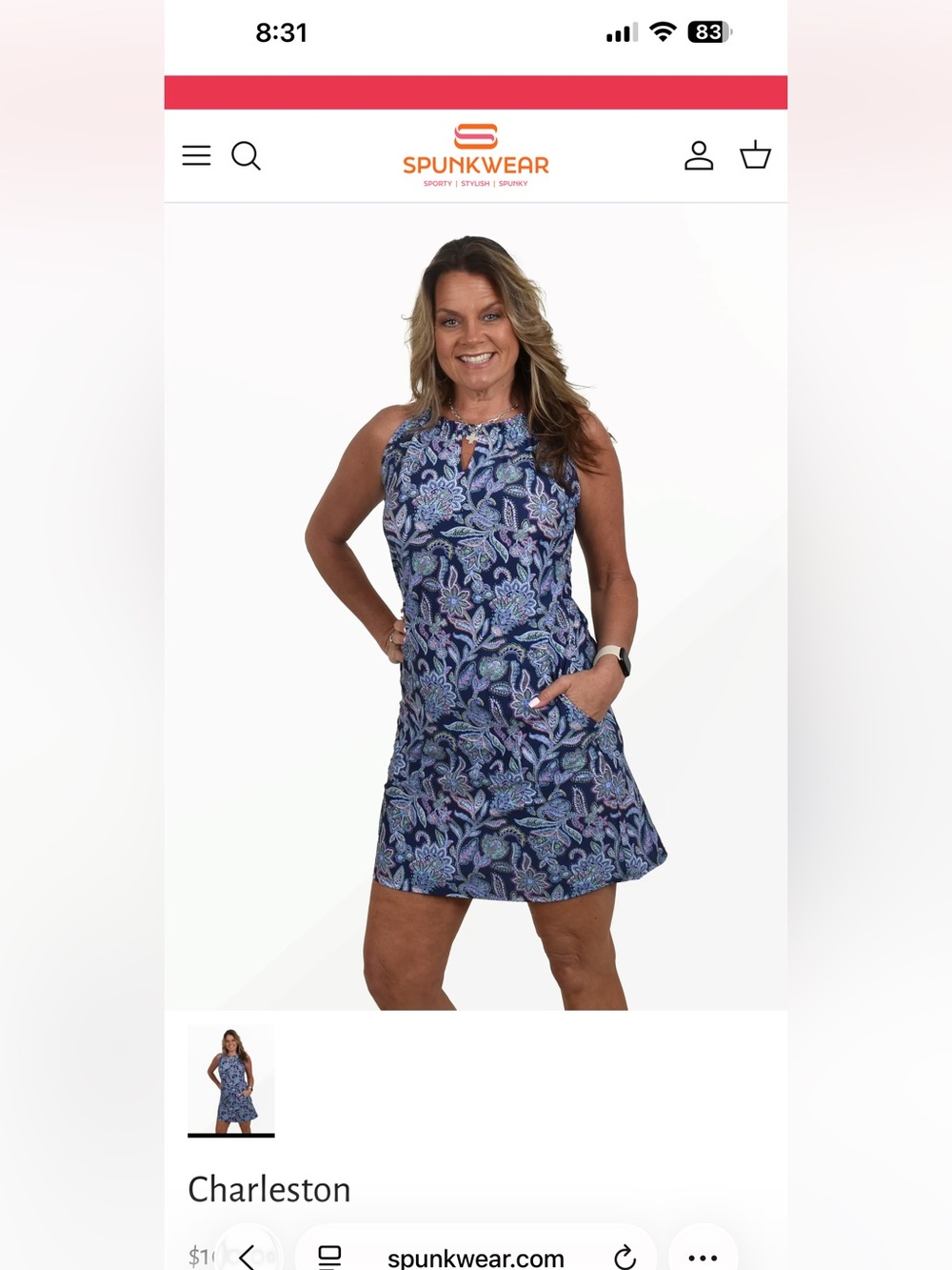 NWT- Spunkwear Charleston line Sleevless Patterned Halter Midi Dress - Picture 5 of 5